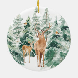 Winterwald Hirsche Weihnachtsfeier Keramik Ornamen Keramik Ornament
