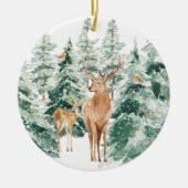 Winterwald Hirsche Weihnachtsfeier Keramik Ornamen Ornament (Vorne)