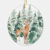 Winterwald Hirsche Weihnachtsfeier Keramik Ornamen Ornament (Links)