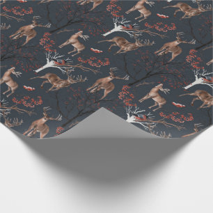 Winterwald Hirschfest Weihnachten Geschenkpapier
