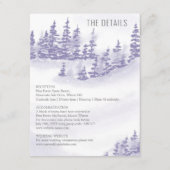 Winterwald Hochzeit Details Lavendel Wasserfarbe Begleitkarte (Vorderseite)