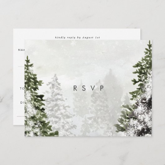 Winterwald Hochzeit Rsvp Postkarte (Vorne/Hinten)
