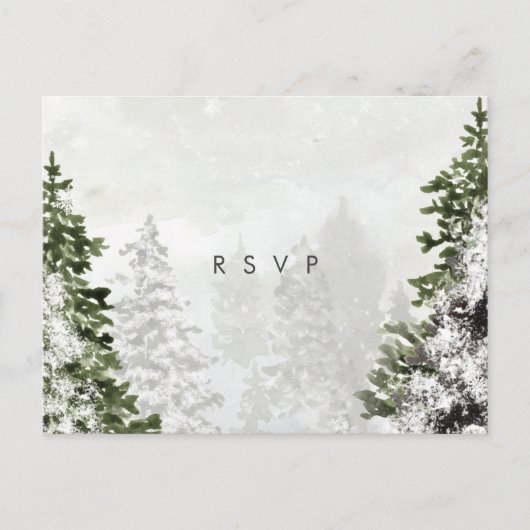 Winterwald Hochzeit Rsvp Postkarte (Vorderseite)