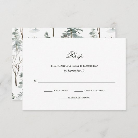 Winterwald | Hochzeitsreaktion RSVP Karte (Vorne/Hinten)