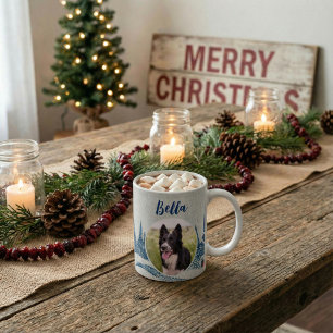 Winterwald-Hundefoto und Name Kaffeetasse