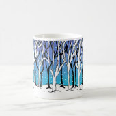 Winterwald Jugendstil Bäume Wraparound Blau Kaffeetasse (Mittel)