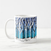 Winterwald Jugendstil Bäume Wraparound Blau Kaffeetasse (Links)