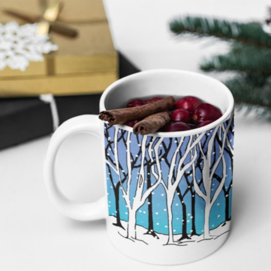 Winterwald Jugendstil Bäume Wraparound Blau Kaffeetasse
