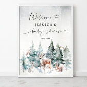 Winterwald Kalt draußen Babydusche Willkommen Poster