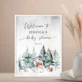 Winterwald Kalt draußen Babydusche Willkommen Poster