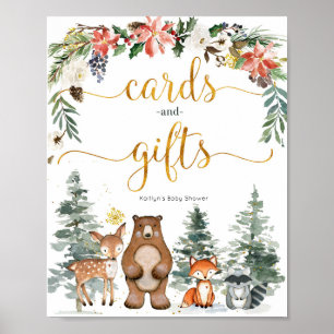 Winterwald Kinderduschkarten und Geschenke Poster