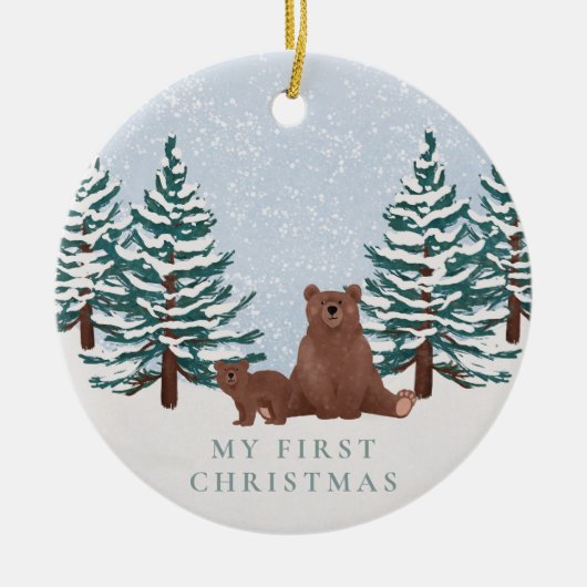 Winterwald mein erstes Weihnachtsfest Foto Sake ha Keramik Ornament (Vorne)