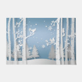 Winterwald mit Eichhörnchen Papercut Fußmatte (Vorderseite)