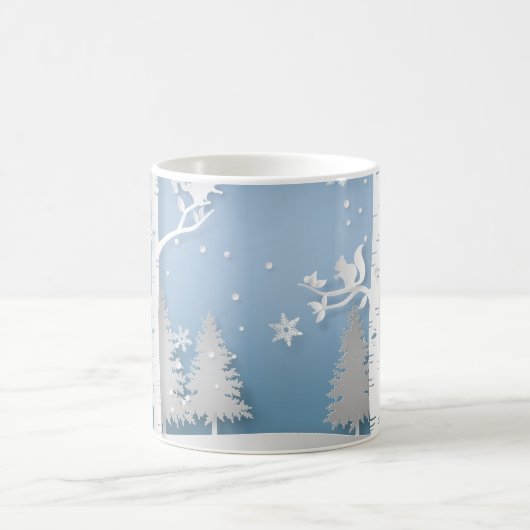 Winterwald mit Eichhörnchen Papercut Kaffeetasse (Mittel)