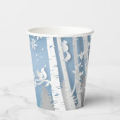 Winterwald mit Eichhörnchen Papercut Tasse Pappbecher (Rückseite)