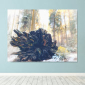 Winterwald mit gefallenem Sequoia Tree Root Leinwanddruck (Insitu (Holzboden))