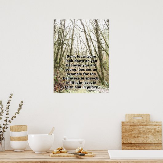 Winterwald mit Gottskriptur Poster (Küche)