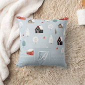 Winterwald Mit Monogramm skandinavische Volkskunst Kissen (Decke)