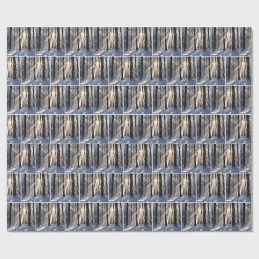 Winterwald mit Sonnenbäumen Geschenkpapier (Flach)