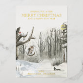 Winterwald Natur Luxus Gold Folien Feiertagskarte (Vorderseite)