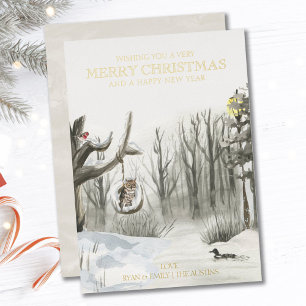 Winterwald Natur Luxus Gold Folien Feiertagskarte