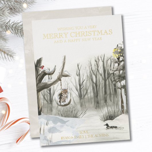 Winterwald Natur Luxus Gold Folien Feiertagskarte