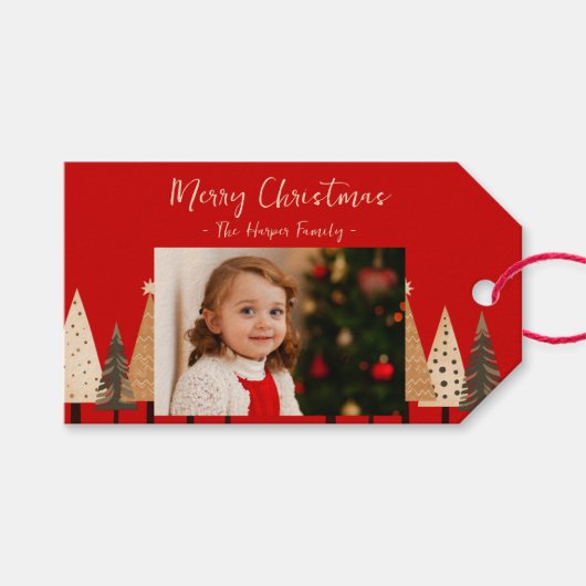 Winterwald neutrale Landschaft Foto Weihnachten Geschenkanhänger (Vorderseite (Horizontal))