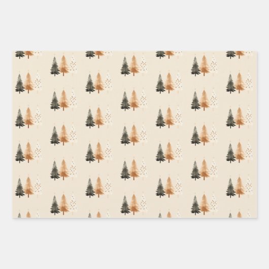 Winterwald neutraler Weihnachtsbaum Geschenkpapier Set (Vorderseite 2)