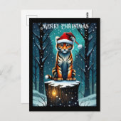 Winterwald Niedlich Baby Tiger Weihnachten Postkarte (Vorne/Hinten)