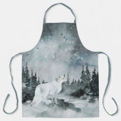 Winterwald Night Sky Weißer arktischer Fox Schürze (Vorderseite)