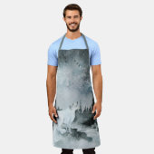 Winterwald Night Sky Weißer arktischer Fox Schürze (Getragen)