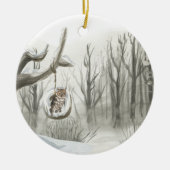 Winterwald Owl Personalisiertes Foto Keramik Ornament (Vorne)