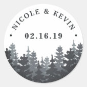 Winterwald | Personalisierte Hochzeit Runder Aufkleber (Vorderseite)