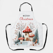 Winterwald Pilze frohe Weihnachten Schürze (Vorderseite)