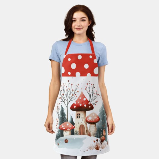 Winterwald-Pilze Schürze (Getragen)