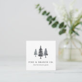 Winterwald | Pine Tree Logo Quadratische Visitenkarte (Stehend Vorderseite)