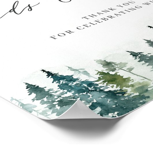 Winterwald Pine Trees Karten und Geschenke Untersc Poster (Ecke)