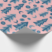 Winterwald Pine Trees Moon Stars Geschenk Geschenkpapier (Ecke)
