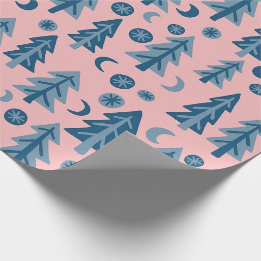 Winterwald Pine Trees Moon Stars Geschenk Geschenkpapier (Ecke)