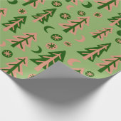 Winterwald Pine Trees Moon Stars Natur Geschenkpapier (Ecke)