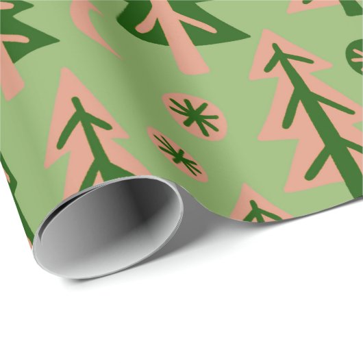 Winterwald Pine Trees Moon Stars Natur Geschenkpapier (Rolleneckpunkt)