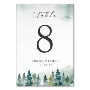 Winterwald Pine Trees   Personalisierte Hochzeit Tischnummer