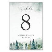 Winterwald Pine Trees | Personalisierte Hochzeit Tischnummer (Rückseite)