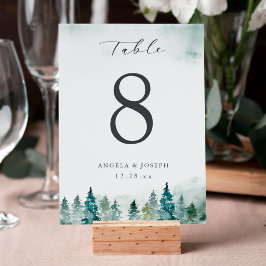 Winterwald Pine Trees | Personalisierte Hochzeit Tischnummer