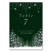 Winterwald Pine Trees Schneeflocken Tischnummer (Rückseite)