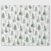 Winterwald Pine Trees Wasserfarbe Weihnachten Geschenkpapier (Flach)