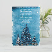 Winterwald Pinienbäume Hochzeit Einladung (Stehend Vorderseite)