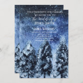 Winterwald Pinienbäume Hochzeit Einladung (Vorne/Hinten)