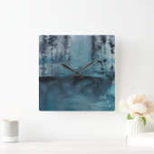 Winterwald Quadratische Wanduhr (Zuhause)
