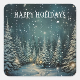 Winterwald Quadratischer Aufkleber